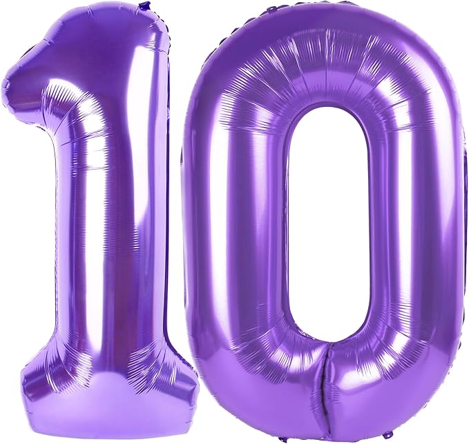 10 Balloon - Purple Birthday Number Balloons, 40 Inch Decorations Men Women | by ALPHADELTAPI