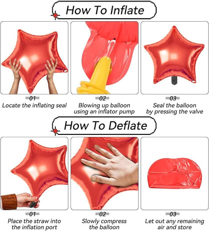 Red Black Star Balloons, 22/18/10 Inch Foil Balloons, Explosion Conee - Image 3