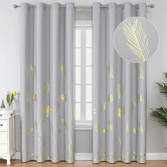 Light Grey Blackout Curtains, Thermal Insulated Window Grommet Drapes by ESTELARTEXTILER
