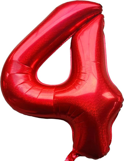 Jonhamwelbor 40 Inch Laser Red 4 Balloon Number Foil Mylar Giant Balloon by Jonhamwelbor