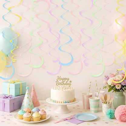 24 PCS Pastel Macarons Hanging Swirl, Sparkle Ceiling Hanging Decorations - Image 8