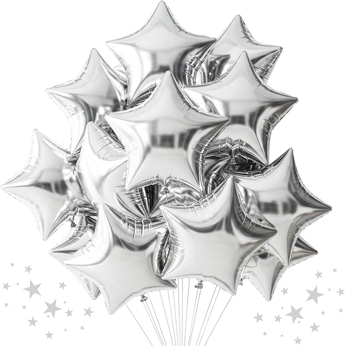 TONIFUL 15 Pcs Star Shaped Balloons 18 Inch Large Silver Foil Balloons | Big by TONIFUL