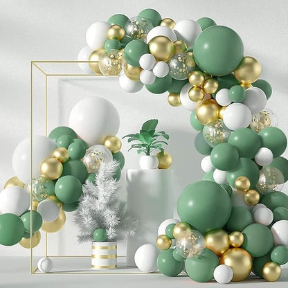 CANREVEL 125pcs Sage Green Balloon Garland Arch Kit White Gold Confetti by CANREVEL