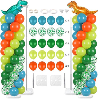 Skylety 2 Sets Dinosaur Balloon Column Stand Kit Adjustable Dino Green Orange by Skylety