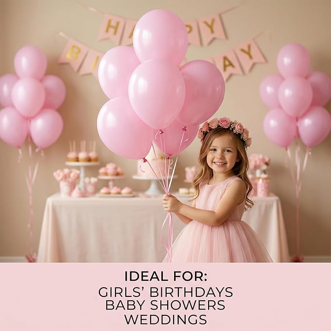 40pcs Light Pink Balloons 12 Inch, Matte Pastel Baby Pink Balloons | Latex - Image 3