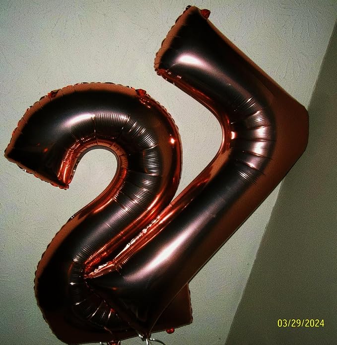 Digital Number 7 Dark Brown Birthday Balloon 40 Inch, Foil Balloons - Image 4