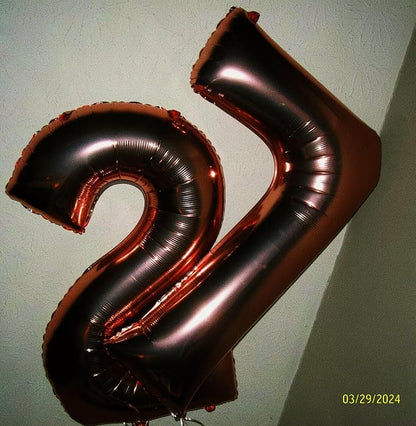 Digital Number 7 Dark Brown Birthday Balloon 40 Inch, Foil Balloons - Image 4