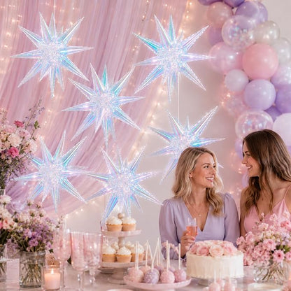 Iridescent Star Balloons, Baby Shower, Engagement and Anniversary Decorations - Image 5