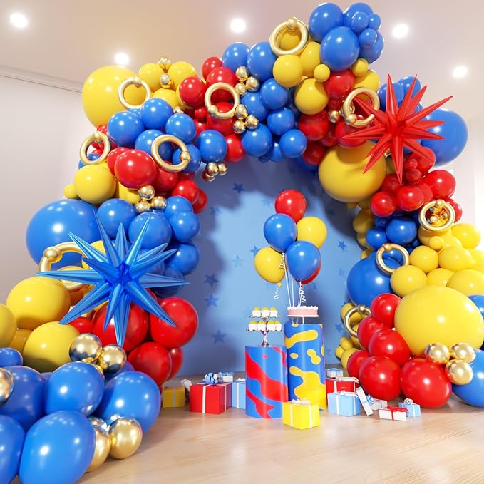 Red Blue Yellow Balloon Garland Arch Kit by Unknown