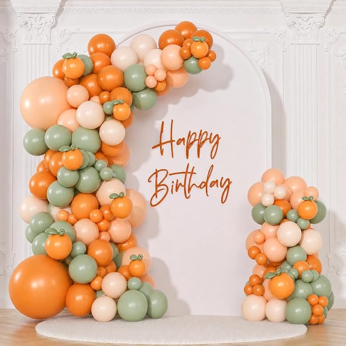 CROSSFINGERS Orange Baby Shower Decorations, Sage Green Balloon Arch Kit | Sand by CROSSFINGERS
