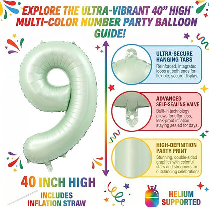 40 Inch Olive Green Number 9 Balloon - Image 2
