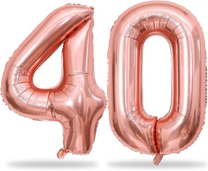 Rose Gold Number 40 Birthday Balloons, 40 Inch Large Rose Gold Mylar Foil by Lingqiang