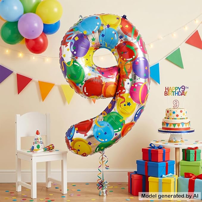 40 Inch Number 9 Balloon Colorful Foil Balloons - Image 4