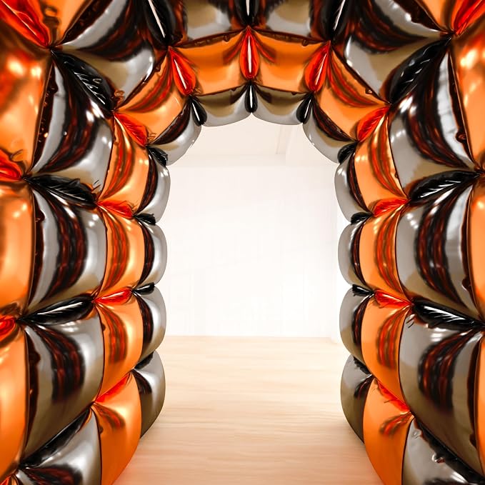 36pcs Black & Orange Square Foil Balloons Kit - Image 6