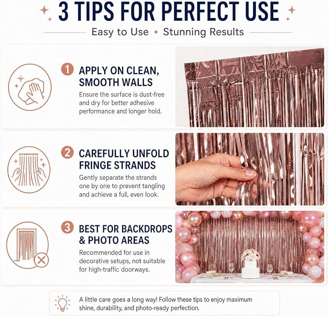2PCS Coffee Foil Fringe Backdrop Curtains, Fringe Backdrop - Image 5