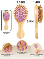 Mini Hair Brush, Sofmild Bamboo Detangling Travel Hair Brush for Women Girls Kids Wet Dry Curly All Hair Types, Mini Small Detangler Brush for Purse, Car, Travel Bag Essentials