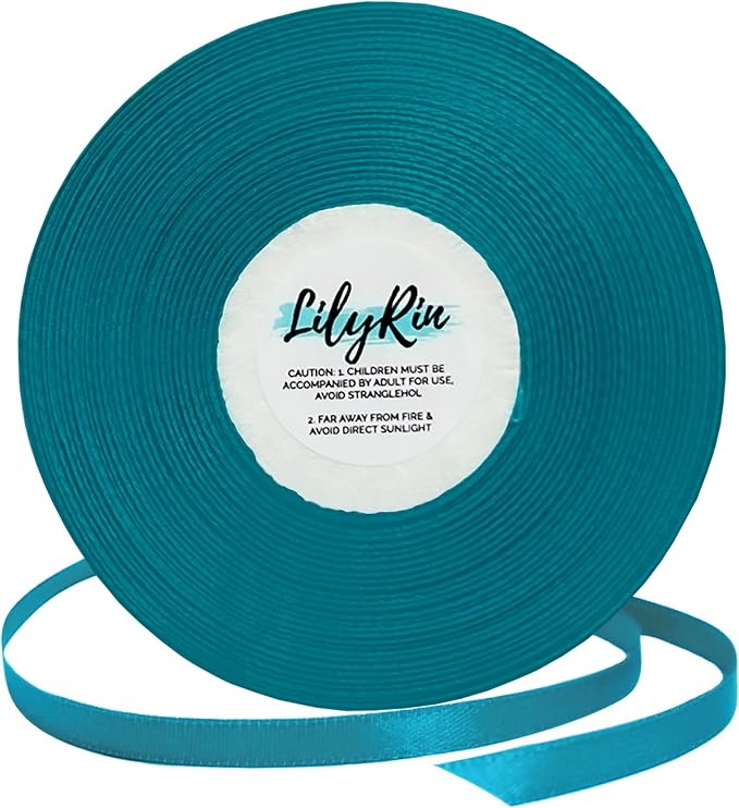 Peacock Blue Ribbon 1/4 Inches 36 Yards Satin Roll Perfect by LilyRin