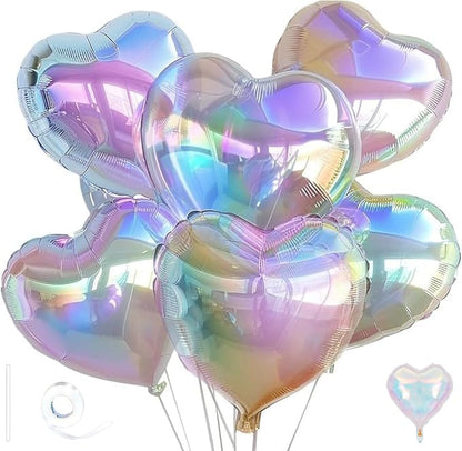 Silver Glitter Heart Ballloons, 18 Inch Bright Foil Love Heart Shaped Balloons by Wuhetyo