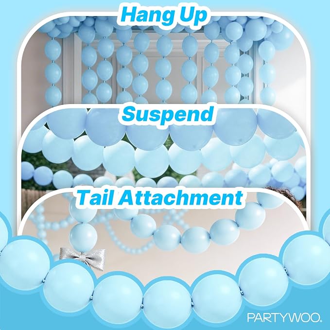 PartyWoo Baby Blue Linking Balloons 100pcs 6 Inch Blue Link Balloons | - Image 6