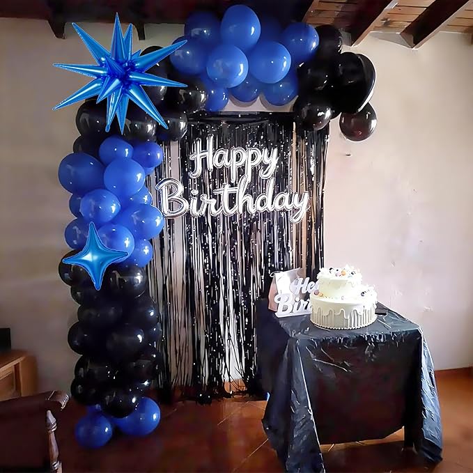 Blue and Black Balloons, 12inch Dark Blue Black Balloons, Confetti Latex Balloon - Image 4