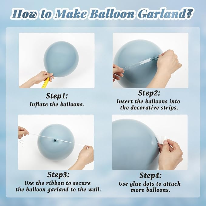147pcs Dusty Blue Balloon Garland Arch Kit - Image 3