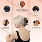 Kitsch 5 Inch Large Claw Clips for Thick and Long Hair | Strong Grip Jumbo Claw Clip for All-Day Hold | 2pcs Matte Oversized Hair Accessories | Ideal Gifts for Women - Black & Tortoise Design