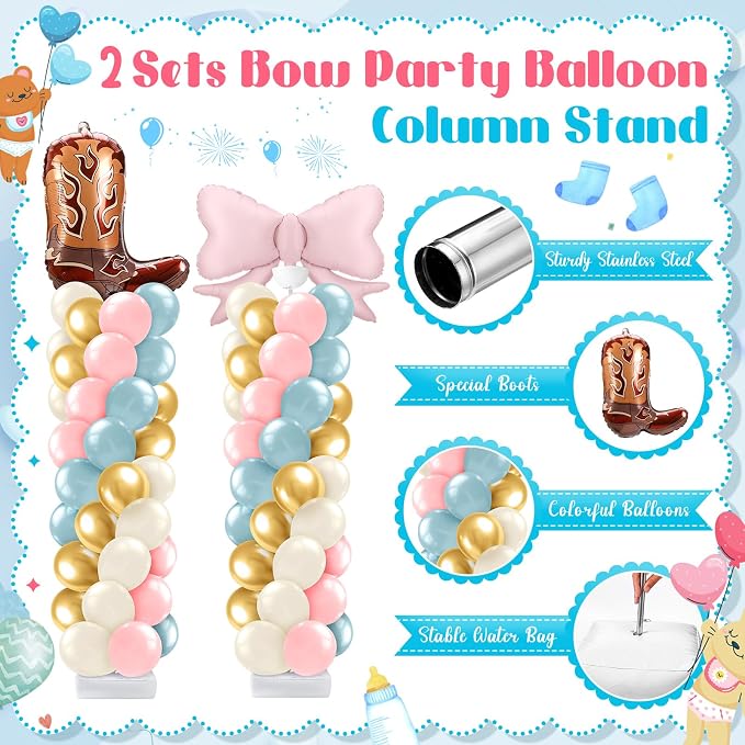 Lunmon 2 Sets Boots or Bows Gender Reveal Decorations, Western Boots or Bows - Image 3