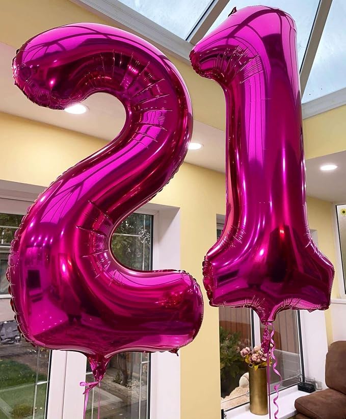 Hot Pink 26 Number Balloons, 40 Inch Giant Number 26 Balloons Foil Mylar Helium - Image 5