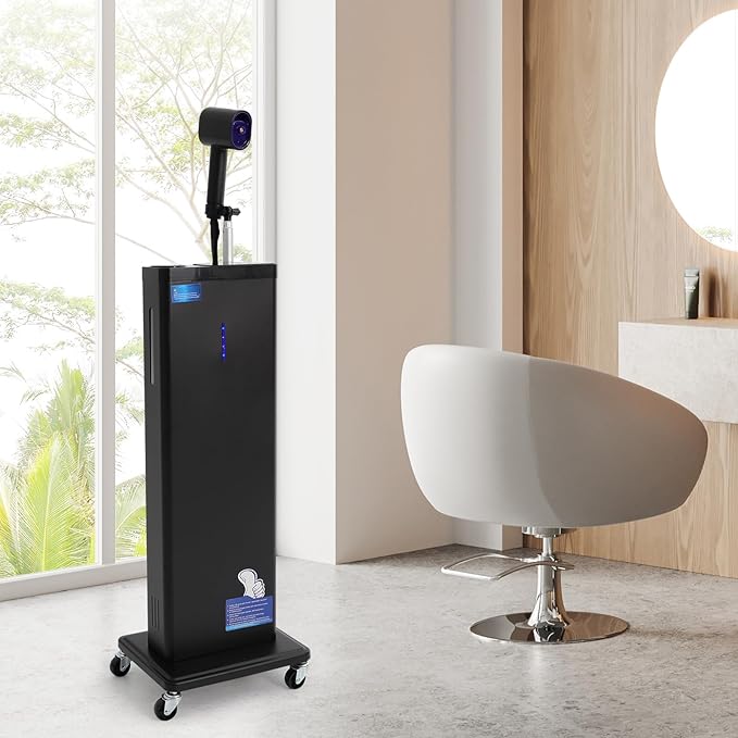 Nano Mist Hair Steamer, 9 Settings Adjustable Hair Salon Steamer, Professional Nano Mist Salon Hair Processor with 360°Swivel Wheels, 1300W Nanoscale Spray for Hair Care Hair Repair (Black)