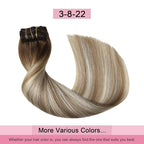 Pro2.0 Remy Clip in Extensions Real Human Hair #3/8/22 Walnut Brown to Ash Brown and Golden Blonde Clip in Hair Extensions Real Human Hair 18inch 120g Thick 7pcs Double Weft（#3/8/22-18inch）