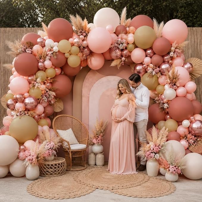 Dusty Pink Brown Balloon Garland Double Stuffed Nude Tan Pink Rose Gold | Dusty - Image 2