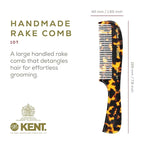 Kent 10T TY Large Wide Tooth Detangler Comb - Handmade Rake for Curly, Wet or Dry Thick Hair - Smooth and Comfortable Saw Cut Design for Detangling