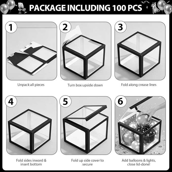 100Pcs Black and Silver Prom Decorations 2026 - Image 4