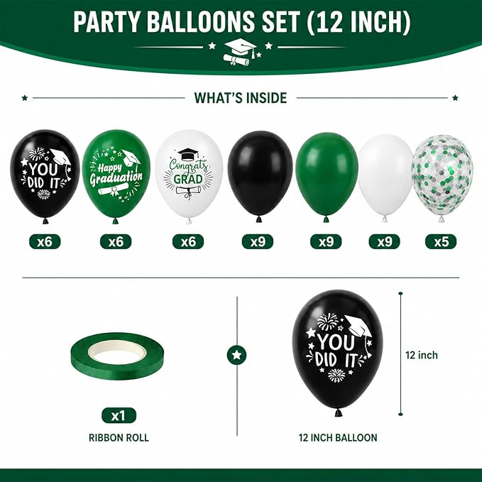 Graduation Balloons Green - Image 2