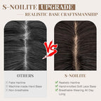S-noilite Hair Toppers for Women Real Human Hair 3D 360° Cover Clip in 100% Real Human Hair Toppers 3″*4″ Clip in Silk Base 12 inch Natural Black