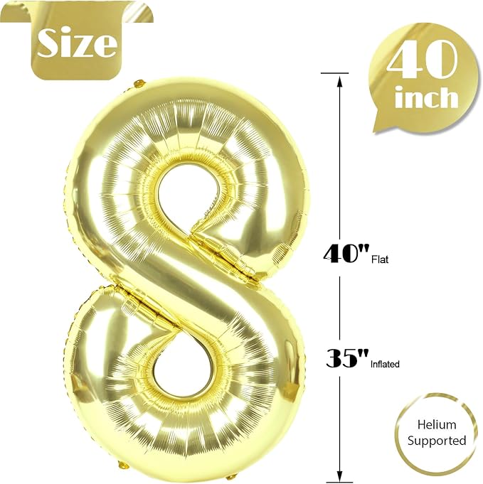 Champagne Gold Number 8 Balloon 40 Inch - Image 5