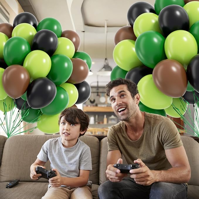60pcs Green and Brown Balloons 12inch - Image 5