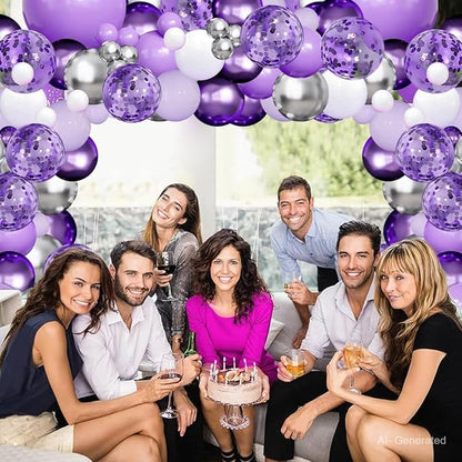 Purple Balloons Garland Arch Kit, Party | Lavender Pastel Purple Metallic - Image 4