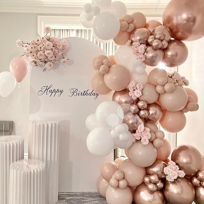 Voircoloria 66pcs Metallic Rose Gold Latex Party Balloons, 12inch | - Image 4