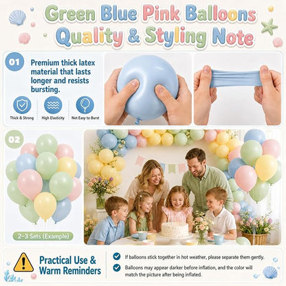 Pink Green Blue Balloons, 12 Inch Pastel Pink Sage Green Dusty Blue Yellow - Image 7