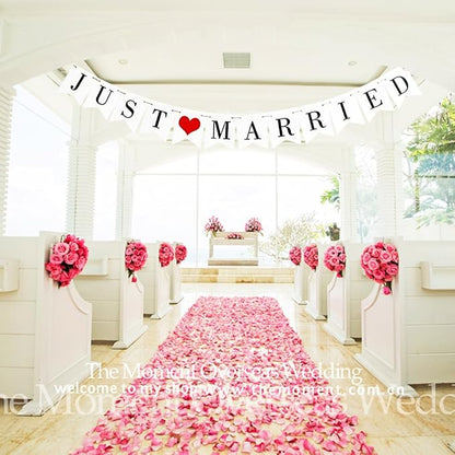 JUST Married Wedding Banner Set, Wedding Decorations - Image 5