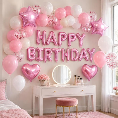 Pink White Birthday Decorations - Image 5