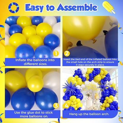 Royal Blue and Yellow Balloons Arch Kit 166pcs - Image 3