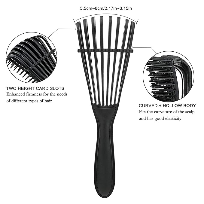2 Pieces Detangling Brush for Afro America/African Hair Textured 3a to 4c Kinky Wavy/Curly/Coily/Wet/Dry/Oil/Thick/Long Hair, Knots Detangler Easy to Clean (Black, Purple)