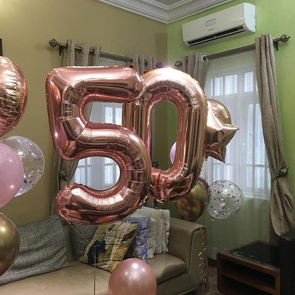40 Inch Rose Gold 50 Number Balloons Giant Jumbo Huge 50 Foil Mylar Helium - Image 3