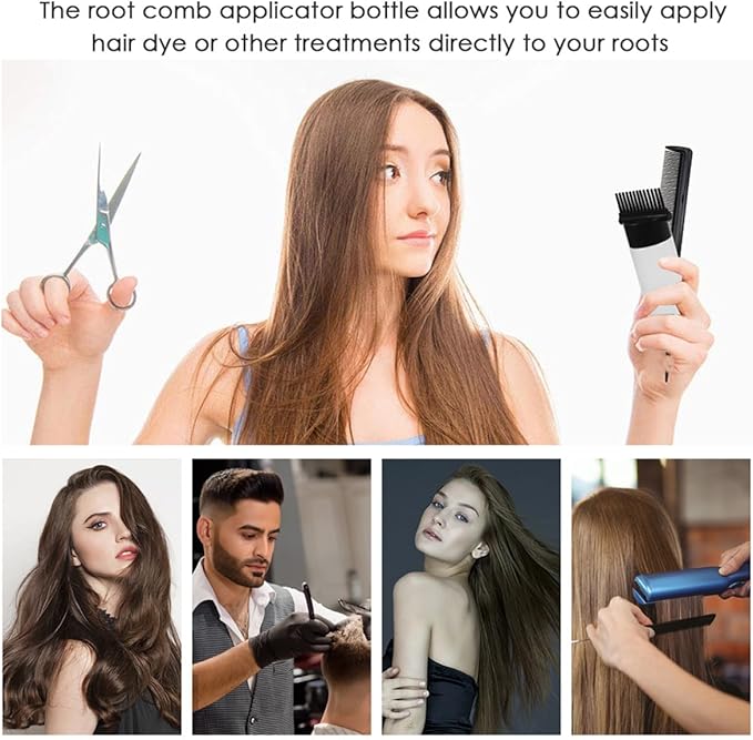 3pcs Hair Coloring Applicator Bottles with Root Comb and Graduated Scale Lightweight Portable Hair Dyeing Oil Applicator for Home and Salon Use