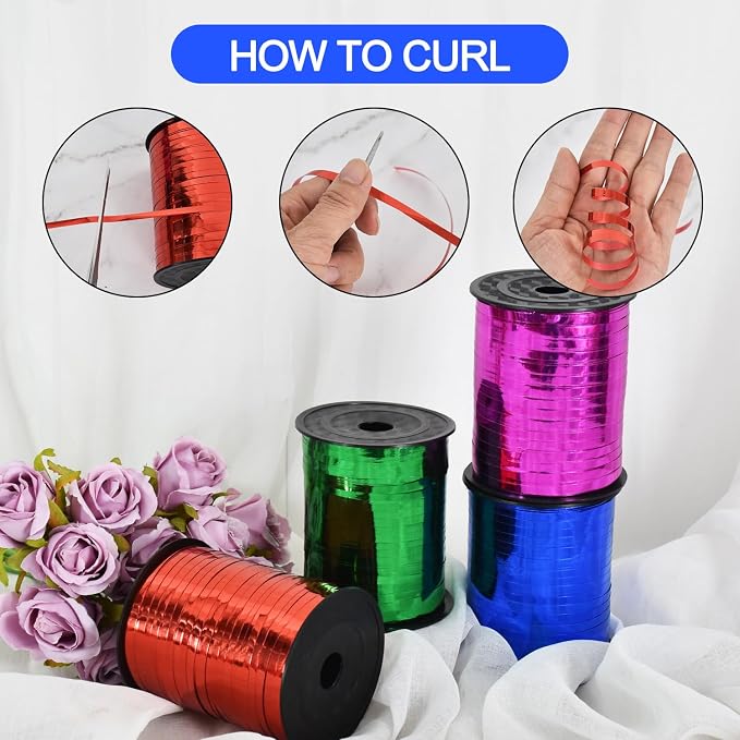 TONIFUL 500 Yards Shiny Blue Curling Ribbon Balloon String Gift Wrapping - Image 3