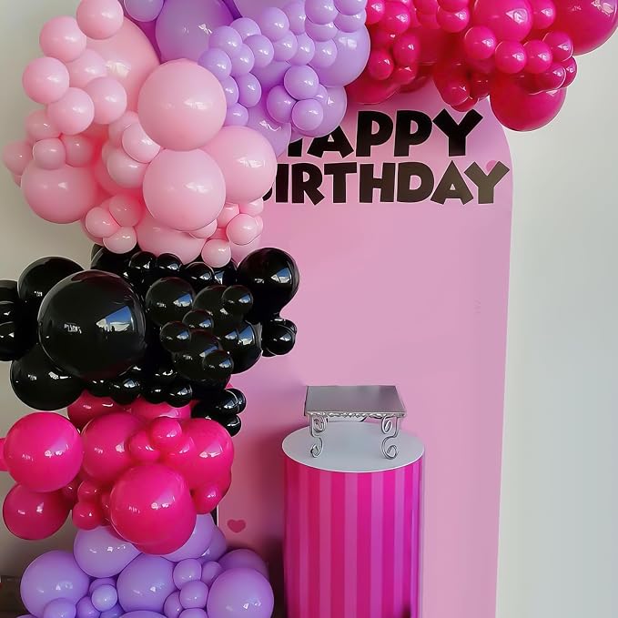 Hot Pink and Purple Balloon Arch Garland Kit, Rose Red Black Pink Purple Latex - Image 6