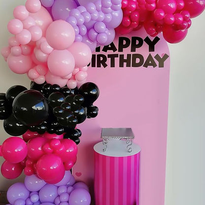 Hot Pink and Purple Balloon Arch Garland Kit, Rose Red Black Pink Purple Latex - Image 6