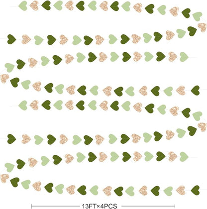 Sage Green Champagne Gold Heart Party Decorations Glitter Champagne Gold Paper - Image 2